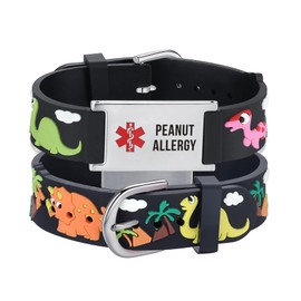 LinnaLove Dinosaur Cartoon Medical Alert id Bracelets-PEANUT ALLERGY