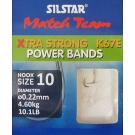 SILSTAR Match Team 24 (4 packs of 6) K67E - Wide Gape XTRA STRONG Barbless (Power Band Hair Rigs) Fishing Hooks - Available in size 10, 12, 14 and 16 (4 packs - Size 14 to 0.20mm of 7.9lb)