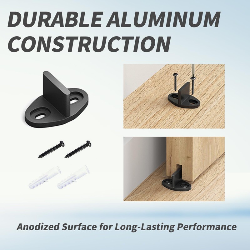 4Pack Black Floor Guide for Sliding Barn Door Hardware T