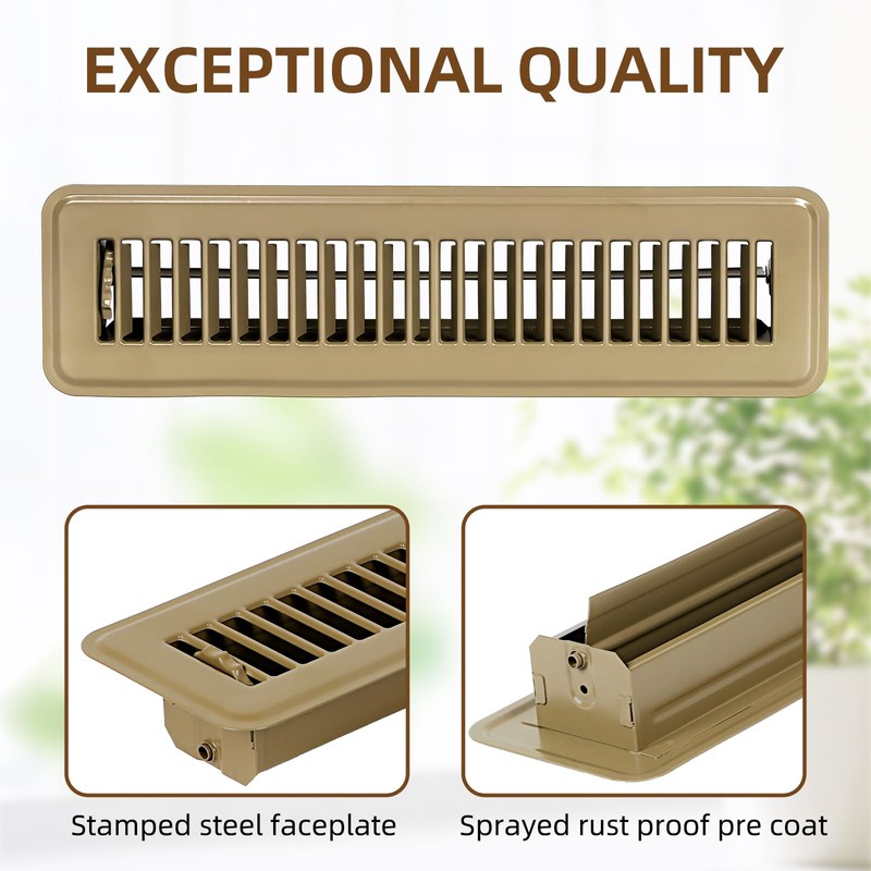 Flowild 6 Pack 2" x 12" Floor Register - Heavy