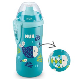 NUK Junior Cup Trinkflasche mit Chamäleon-Effekt | 18+ Monate | mit Farbwechsel | auslaufsicherer Trinklernbecher mit Push-Pull-Trinktülle | Clip & Schutzkappe | BPA-frei | 300 ml | blau