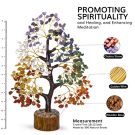 NARIBABU Seven Chakra Tree - Crystal Money Tree - Crystals and Gemstones Healing - Chakra Crystal Tree - Meditation Accessories - Home Decor - Spiritual Gifts for Women