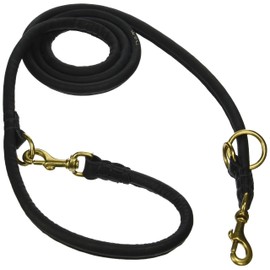 Dean and Tyler Noburu Multifunctional Rolled Leash, Black 7-Feet by 1/2-Inch Diameter With Handle And Solid Brass Snap Hooks.