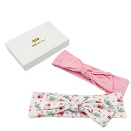 HAARallerliebst Headband with Bow (36 cm, Swans and Pink, Pack of 2) with Box for Storage