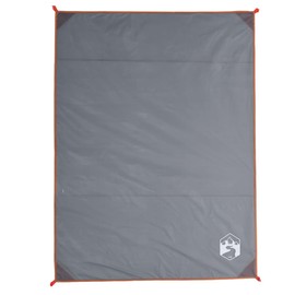vidaXL Grey and Orange Picnic Blanket with Pegs – 205x155 cm Waterproof Camping Mat, Beach Groundsheet, Hiking and Outdoor Adventures
