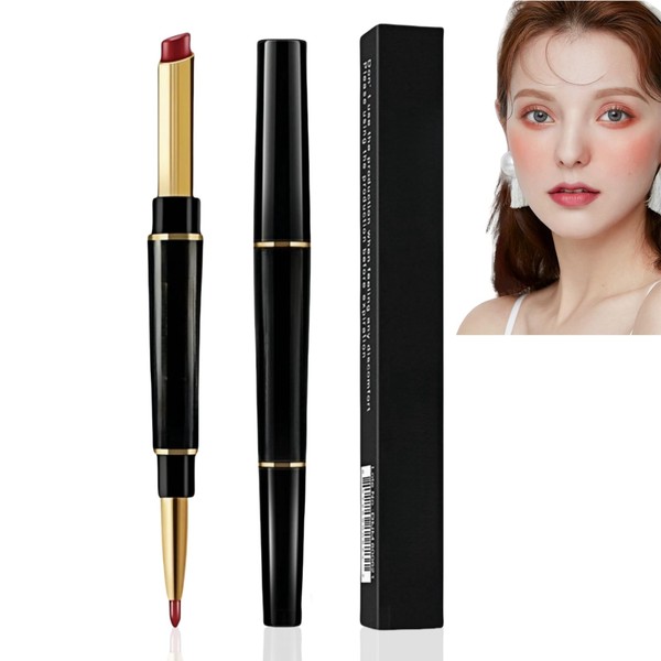 Lip Liner and Lipstick Set,2-in-1 Double Head Matte Cream Lipstick