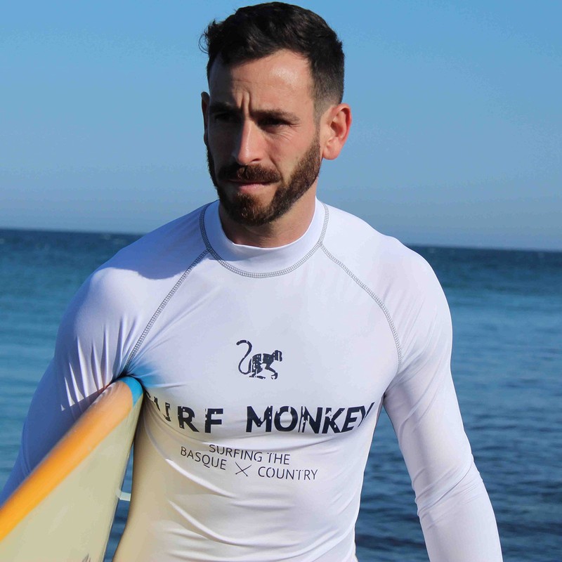 UPF50 Sun Protection Men's Long-Sleeved Shirt Surf Monkey Recycled Fabric,