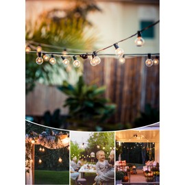 Brightown Outdoor String Lights 25FT G40 Globe Patio Lights with 27 Edison Glass Bulbs(2 Spare), Waterproof Connectable Hanging Light for Backyard Porch Balcony Party Decor, E12 Socket Base, Black