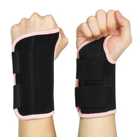 NuVigor Wrist Support Splint Brace, Right Left Hand Wrist Brace Carpal Tunnel for Men Women,Night Wrist Sleep Splints with Adjustable Straps for Arthritis,Pain(Black-Pink,S/M Right and Left Hand)
