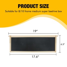 Honey Lake Medium Beehive Frames and Foudations Kit,10 Pack Super Wooden Frames and Natural Beeswax Dipped Plastic Foundations for Beekeeping (Black)
