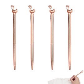 TOCCOOL 4Pcs Swan Neck Pen - Metal Twist-up Ballpoint Pen, Novel Swan-Shaped Pen, Smooth Writing, Comfortable Feel, Suitable for Creative Writing, Office (Rose Gold)