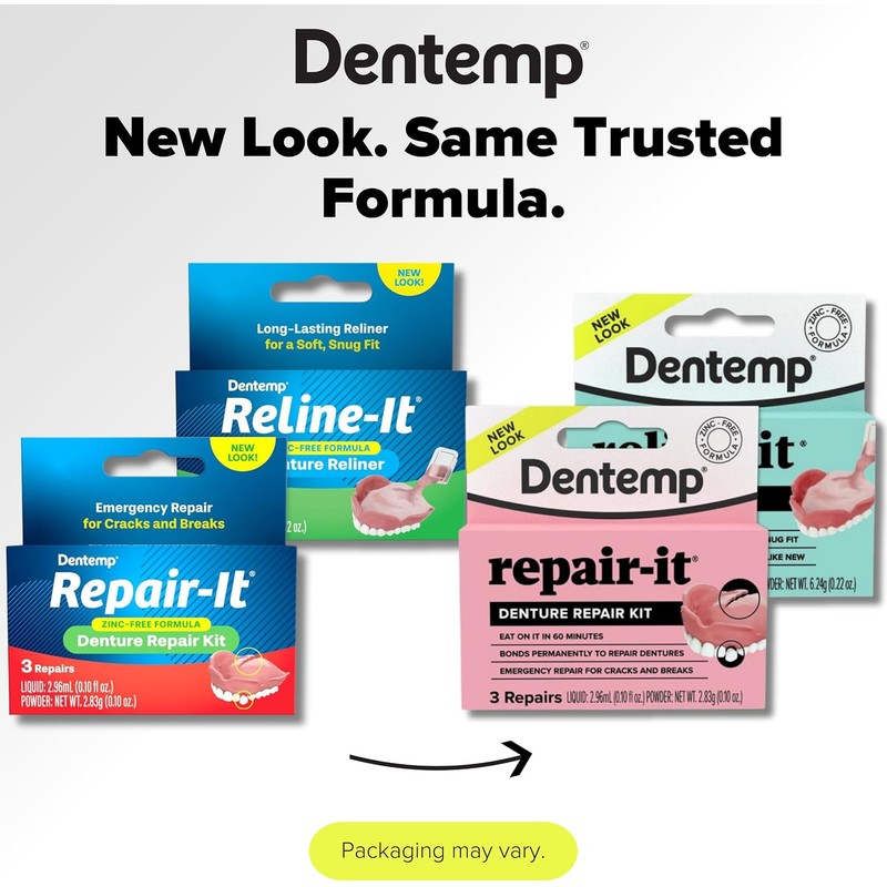Dentemp Repair-it Denture Repair Kit & Reline-it Denture Reliner -