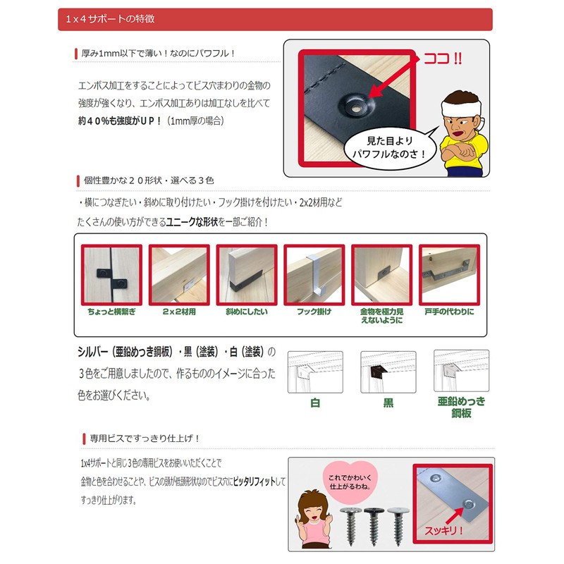 DAIDOHANT 10103224 (Reinforcement Hardware) 1x4 Support L-Shaped Angle Small 1x4