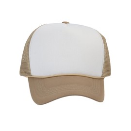 TOP HEADWEAR Blank Trucker Hat - Mens Trucker Hats Foam Mesh Snapback White/Beige