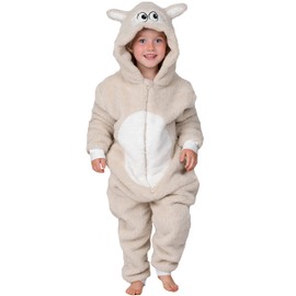 Wunsy Kid's Onesie Fully Super Soft Sheep Lamb All-in-One Fleece Sleepsuit Pyjamas In Boys or Girls Ages 12-13 Years Sheep37