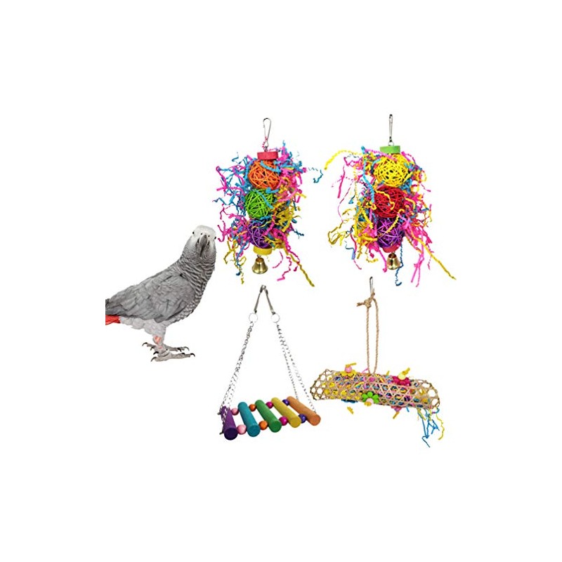 Balacoo 4piezas Juguete Colgante para Pájaros De De Ratán Juguete