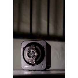 Boxy Made in Taiwan Fancy Brick Watch Winder Leather Black Add on (Black) Without Adapter