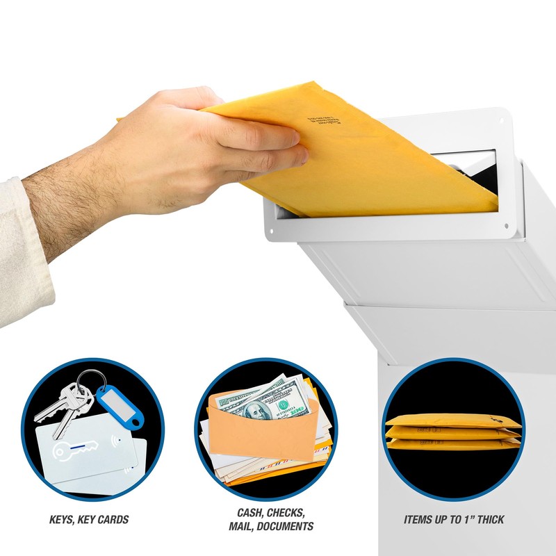 Barska Through-The-Wall Mail Drop Box with Adjustable Chute with Key