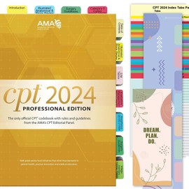 Upgraded Index Tabs for CPT 2024 Professional Edition, Complete CPT Book Tabs, Laminated, Color-Coded & Long-Last, with Page Numbers and Alignment Guide & Inspirational Bookmark (Book not Included)