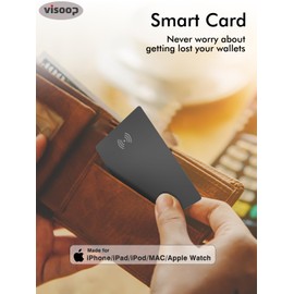 Smart Wallet Tracker Card, VISOOP Wireless Charging Wallet Finder. Works with Apple Find My (iOS Only), Item Tracker for Wallet, Luggage Tags, Phone, Passports and More