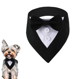 Esshogo Dog Bow Tie, Triangle Pet Scarf, Adjustable Bandana Pet Party, Dog Wedding Dress, Valentine's Day Clothing(Black, S)