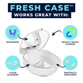 FRESH KNIGHT UVC Retainer Cleaner & Denture Cleaner - UV Retainer Case - Ideal for Invisalign & Mouth Guards - White UV Retainer Container - Convenient Travel Size