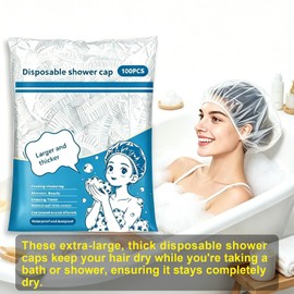 100Pcs Disposable Shower Caps Thick and durable, they remain fluffy and soft when worn and won’t flatten your hair. Ideal for showers, household chores, hotel stays, and spa treatments.