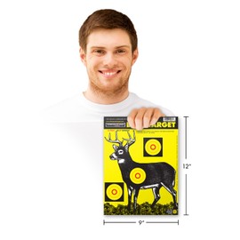 Thompson Target Deer & Bullet Trajectory Chart 9x12 Inch Premium Ultra Bright Hunting Paper Shooting Targets for Range Training - Made in The USA (12 Pack)