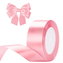 G2PLUS Pink Satin Ribbon 40 mm, Wide Decoration Gift Ribbon, 22 m Ribbon for Crafts, Pink Satin Decorative Ribbon for Gift Wrapping, Decoration
