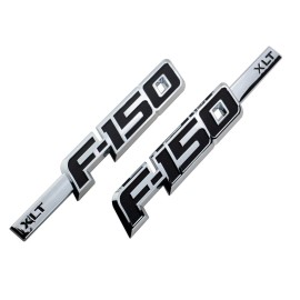 Unbranded Set of 2Pc Exterior Fender Emblems Badges For 2009-2013 F150 XLT CHROME BLACK