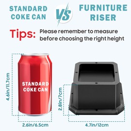 MixDora Bed Risers 2 Inch Furniture Risers Anti-Slip Chair Raisers for Sofas Couches Table Set of 4 Pack Black