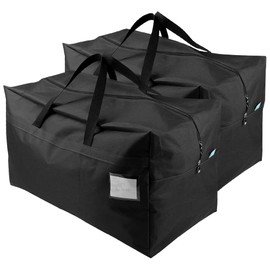 AMJ 2 Pack Extra Large Moving Bags with Zippers & Carrying Handles, Heavy-Duty Storage Totes for Space Saving, Black Moving Totes