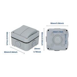 Weatherproof Switch Light Switch IP65 Outdoor Double Switch Dustproof Switch Outdoor Grey Dust Socket Box for Outdoor Garden Bathroom Workshop Balcony 2 Gang