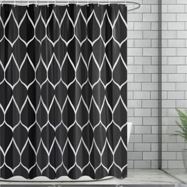 SCHIB Cortina de Ducha de Baño,180 x 180 cm, Forros de Cortinas de Regadera, Adecuada para Baño, Ducha, Bañera, Impermeable(Negro/Blanco)