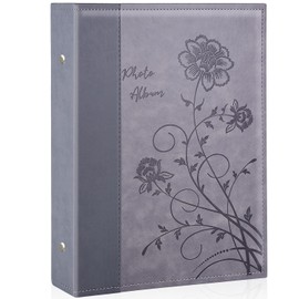Miaikoe Photo Album 10 x 15 300 Photos Slip In, Large Capacity Leather Cover Picture Albums Holds 300 Horizontal 10 x 15 cm Landscape Photos for Wedding Family (Grey)