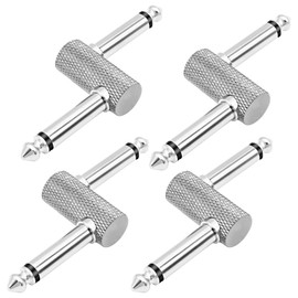 MEIRIYFA Guitar Pedal Patch Connector Z Type 6.35mm 1/4" Effect Pedal to Pedal Coupler, Male to Male Adapter Audio Converter Connector for Electric Guitars Pedalboard (Silver, 4Pcs)