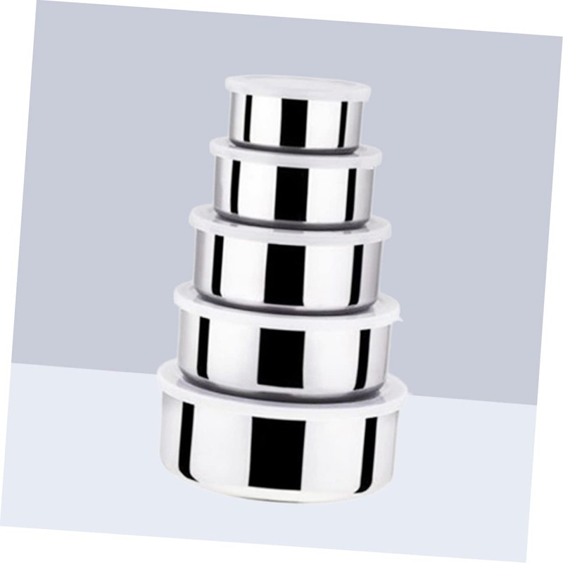 Mikinona Space-Saving Nesting Food Containers with Leakproof Lids Stainless Steel