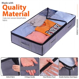 Storagezoid 2 Pack 90 L Foldable Underbed Storage Bags with Reinforced Handles, Sturdy Zips, Large Capacity & Clear Window for Clothes, Shoes, Blankets, Bedding and Duvet