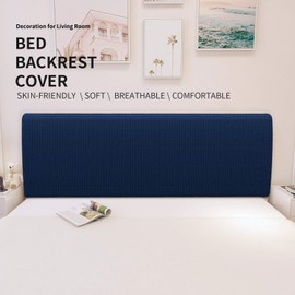 Easy-Going - Funda elástica para cabecero de cama, pequeña funda cuadrada de jacquard, a prueba de polvo para recámara (matrimonial, azul marino)