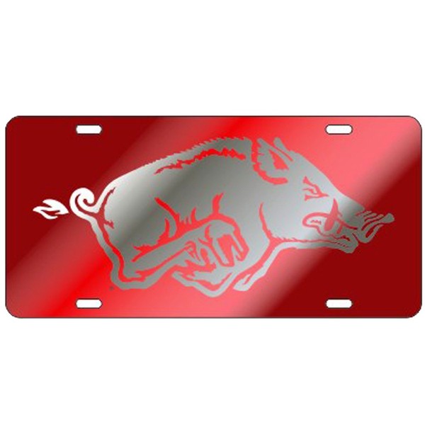 Craftique Arkansas Razorbacks Red Laser Cut License Plate