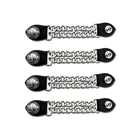 EXCELSIOR INTERNATIONAL Buffalo Nickel Vest Extenders – 4” & 6.5” Chrome Biker Chains – Unisex Motorcycle Vest Extensions, 4 Pack