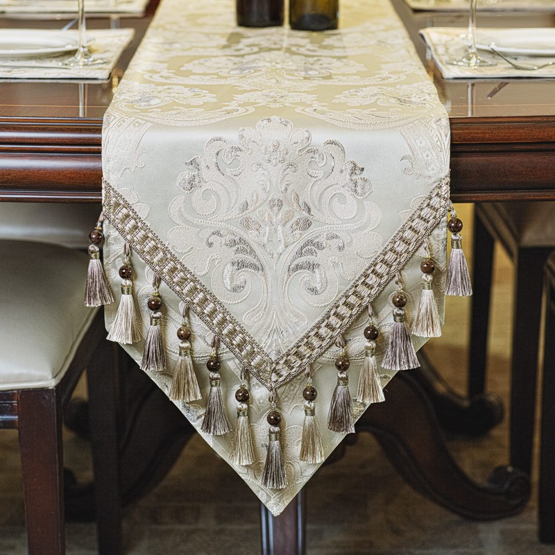 TOPLUXE Table Runner with Handmade Tassels, Luxury Table Runner for