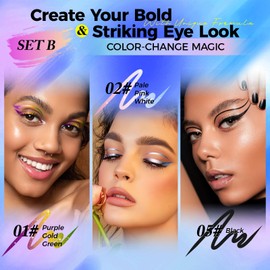 Lucoss Multichrome Eyeliner Pencil, Retractable Eyeliner 24-Hour Long-Lasting Gel Eyeliner Eye Liner Highly Pigmented Eyeliner Pencil Waterproof Smudge Proof Metallic Eyeliner Pen (Set B)