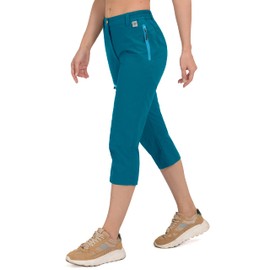 Mapamyumco Pantalones capri para mujer UPF 50, transpirables, ultraligeros, de secado rápido, para exteriores, senderismo, viajes, Azul tinta, S