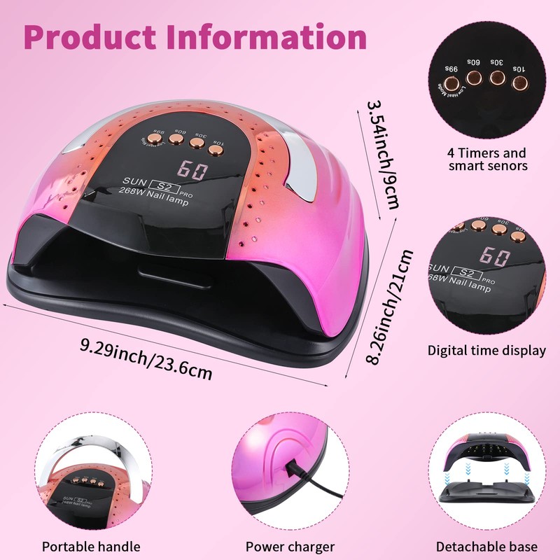 268 W UV LED Nail Lamp for Gel Polish with