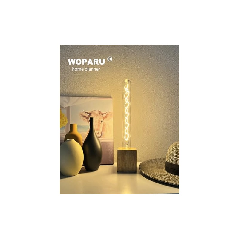 WOPARU Long Test Tube Spiral Vintage Edison Filament Light Bulb，T10/T32