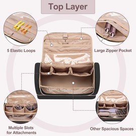 Yarwo Carrying Case Compatible with Shark Flexfusion HD641S/HD642S, Double Layers Hanging Travel Bag for FlexFusion Hair Straightener & Powerful Hair Dryer and Hair Styler Attachments, Black