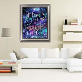 DIY 5D Diamond Painting by Number Kits, Crystal Rhinestone Diamond Embroidery Paintings Pictures Arts Craft for Home Wall Decor & Relaxation (I Love You to The Moon and Back,30 * 40cm)