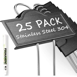 ELEMAKE 25Pack Metal Plant Labels Weatherproof Stainless Steel304 Garden Markers Flowers