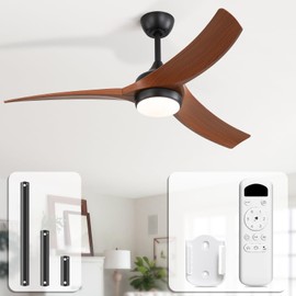 Sofucor 52 Inch Ceiling Fan with Light, Outdoor Farmhouse Ceiling Fan with Lights Remote Control Airflow 6000CFM 3 CCT Dimmable 3-Timer ABS 3 Blades Reversible DC Motor for Living Room Bedroom Patio